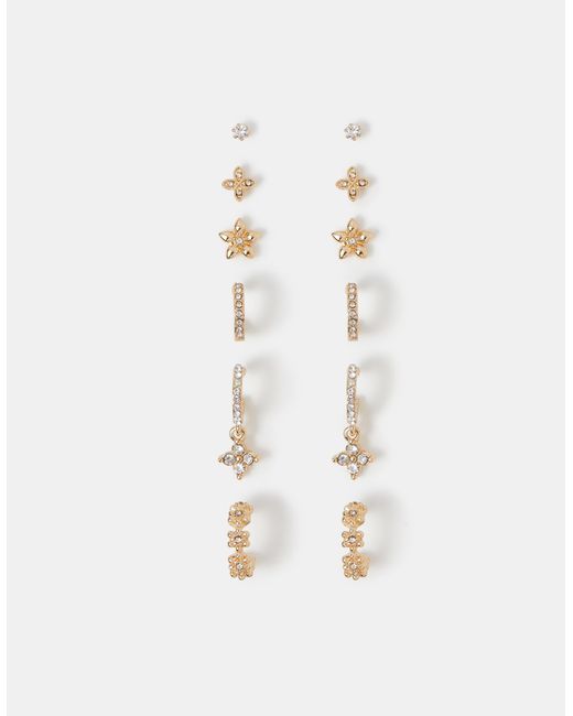 Accessorize White 6-Pack Flower Stud & Hoop Earrings