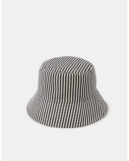 Accessorize White Stripe Cotton Bucket Hat