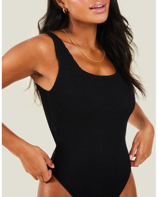 Accessorize Black Crinkle Textured Swimsuit