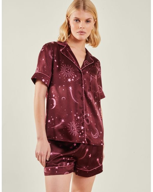 Accessorize Celestial Satin Short Pyjama Set Red