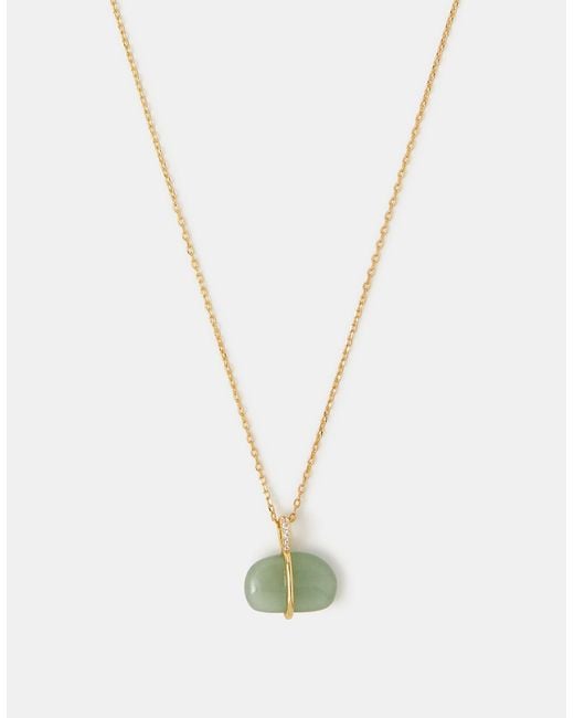 Accessorize White 14Ct-Plated Aventurine Pendant Necklace