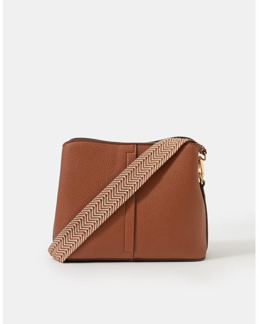 Accessorize Brown Webbing Strap Crossbody Bag