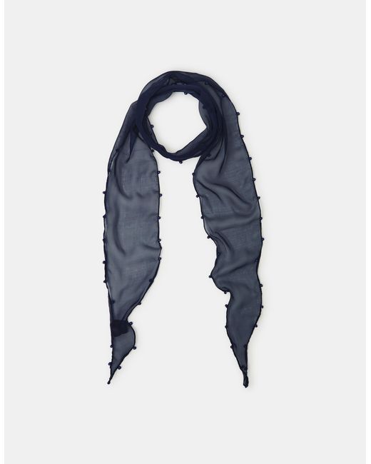 Accessorize Blue Pearl-Edged Sheer Scarf