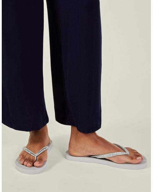 Accessorize Natural Crystal Embellished Flip Flops