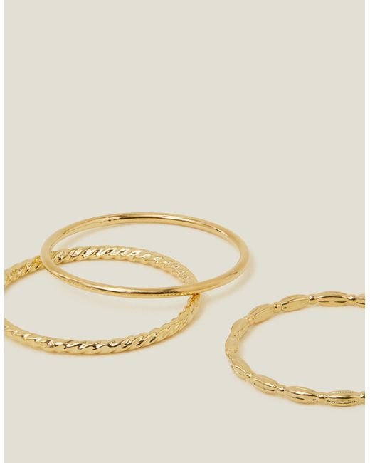 Accessorize Natural Women's 3-pack 14ct Gold-plated Delicate Rings Gold