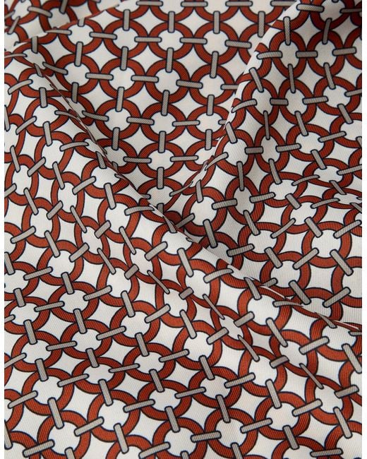 Accessorize White Reversible Tile Print Square Satin Scarf