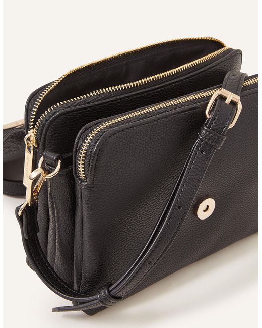Accessorize Women's Double Zip Cross Body Bag Black