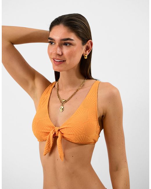 Accessorize Orange Shell Embossed Tie Side Bikini Bottoms