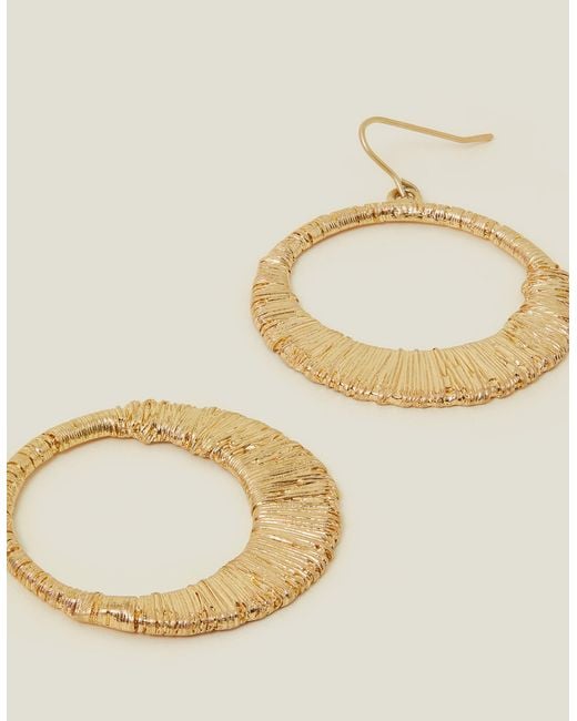 Accessorize Metallic Gold Wrapped Metal Hoop Earrings
