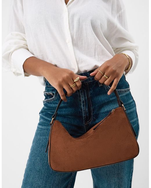 Accessorize Brown Faux Suede Handheld Bag