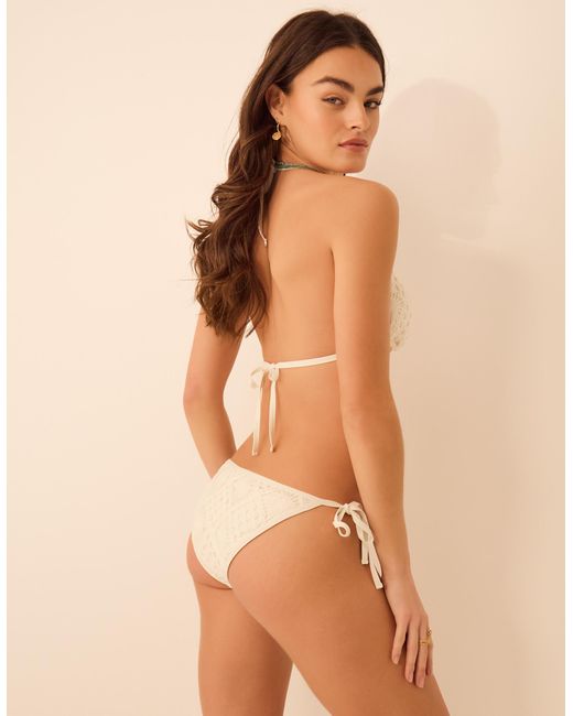 Accessorize Natural Crochet Tie Side Bikini Bottoms