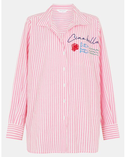 Accessorize Pink Ciao Bella Embroidered Stripe Shirt