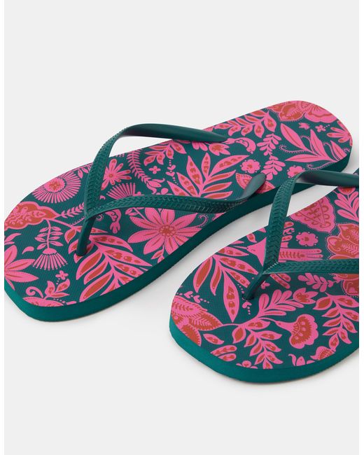 Accessorize White Tropical Print Flip Flops