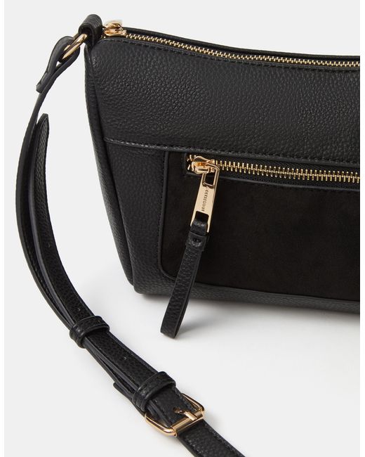 Accessorize Black Double Zip Crossbody Bag
