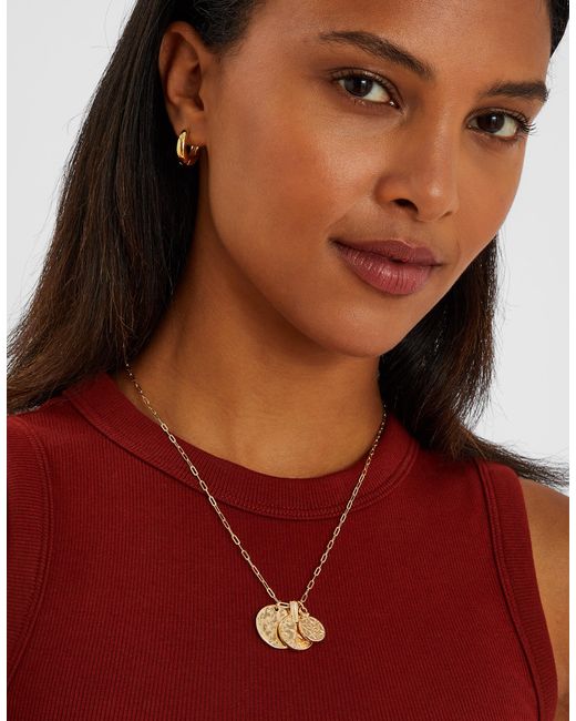 Accessorize Natural Textured Coin Pendants Necklace