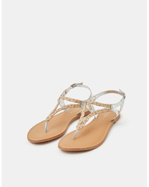 Accessorize Pink Diamanté Braid Leather Sandals