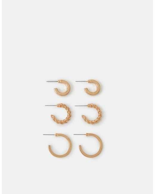 Accessorize White 3-Pack Mix Hoop Earrings