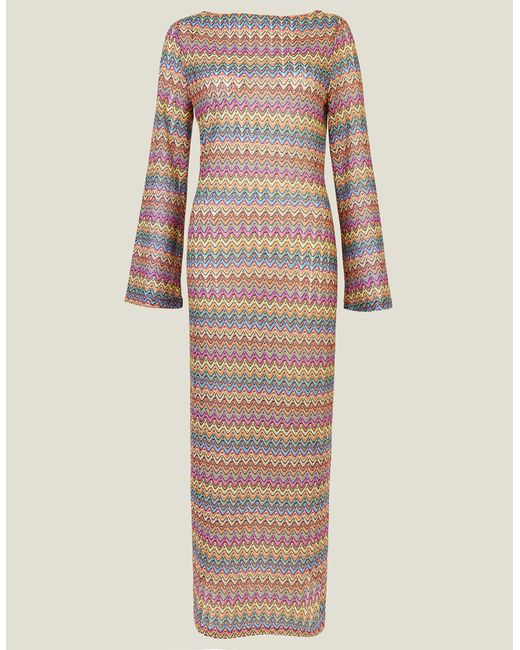 Accessorize Natural Women's Pink Zig Zag Crochet Dress