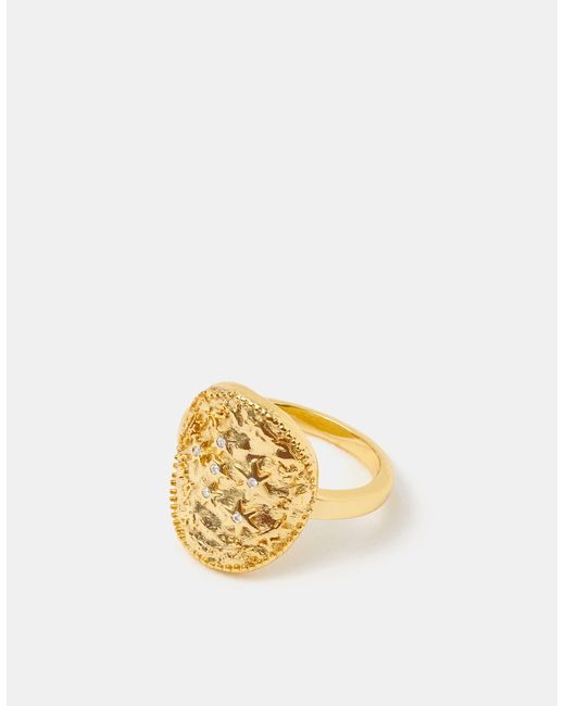 Accessorize Metallic 14Ct-Plated Celestial Coin Ring