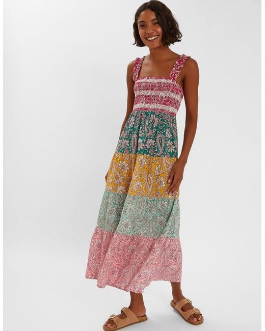 Accessorize Multicolor Paisley Print Tiered Maxi Dress