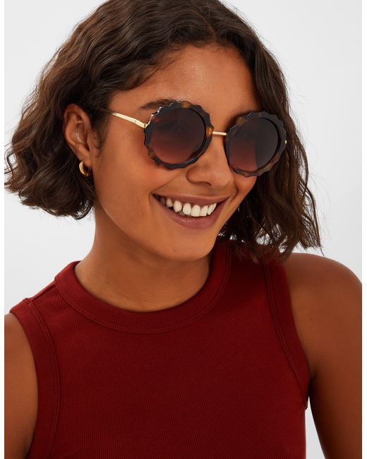 Accessorize Metallic Flower Tortoiseshell Round Sunglasses