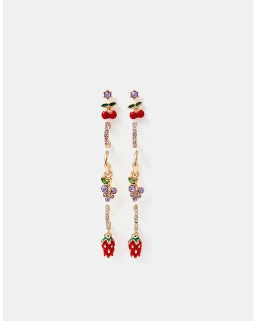 Accessorize Brown 5-Pack Cherry Stud & Hoop Earrings