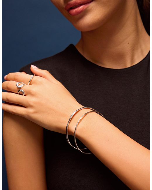 Accessorize White 2-Pack Sterling-Plated Bangles