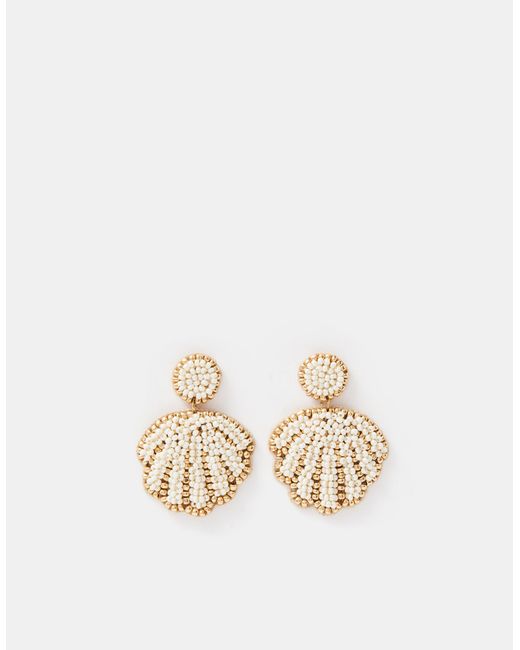 Accessorize Blue Beaded Shell Drop Earrings