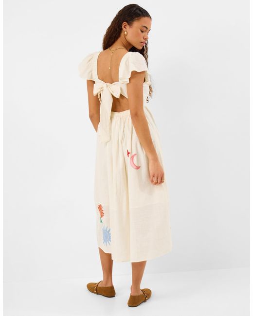 Accessorize White Floral Embroidered Midi Dress