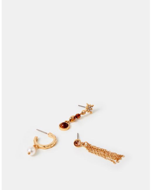 Accessorize Natural 3-Pack Tassel Drop Earrings
