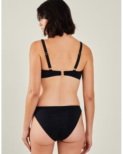 Accessorize Black Sleeveless Stretchy Nylon Metal Detail Bikini Top
