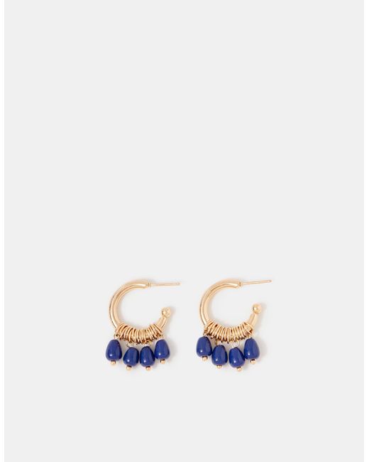 Accessorize White Bead Charm Hoop Earrings