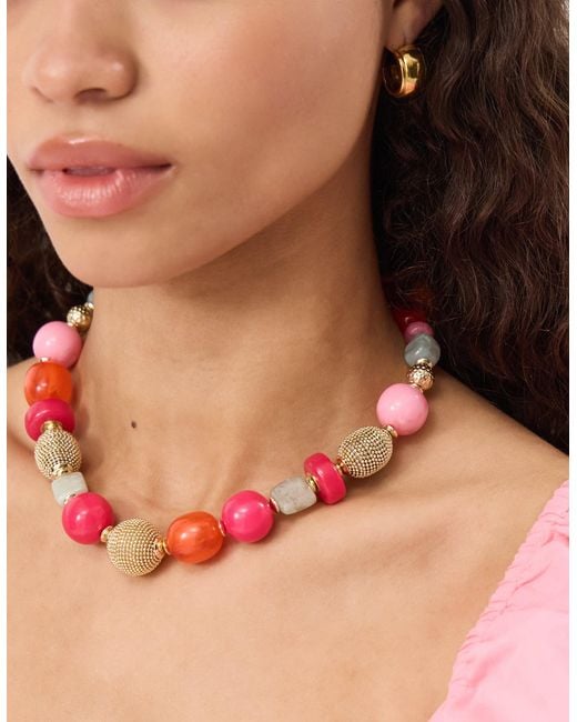Accessorize Pink Chunky Resin Beaded Necklace