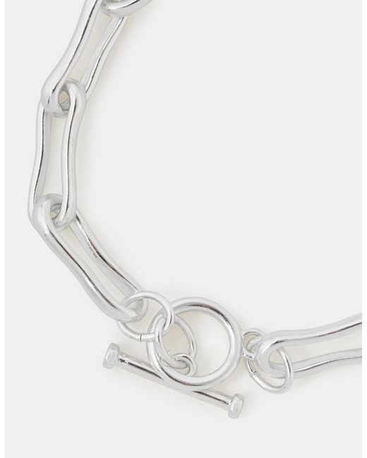 Accessorize White Sterling-Plated Molten Link T-Bar Bracelet