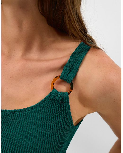 Accessorize Green Strap Detail Crinkle Textured Swimsuit