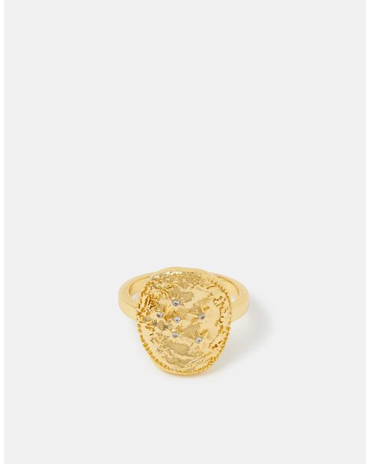 Accessorize Metallic 14Ct-Plated Celestial Coin Ring