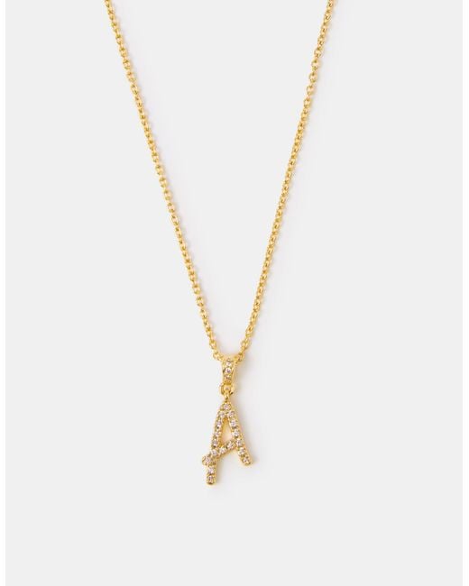 Accessorize White 14Ct-Plated Script Initial Pendant Necklace