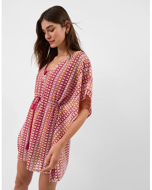 Accessorize Red Crochet Mini Kaftan