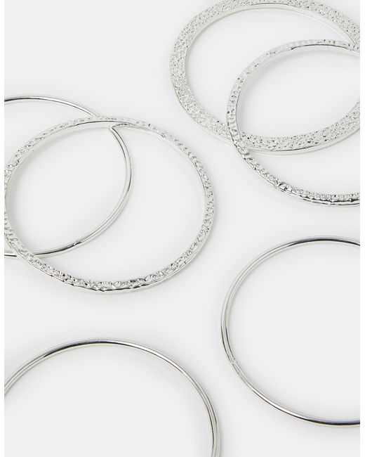 Accessorize White 6-Pack Mixed Texture Bangles