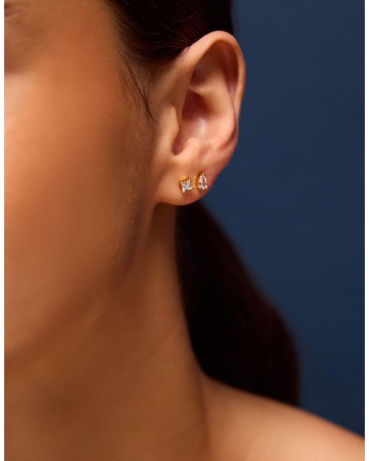 Accessorize White 3-Pack 14Ct-Plated Stone Stud Earrings