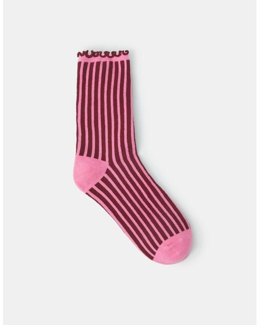 Accessorize Pink Frilly Stripe Socks