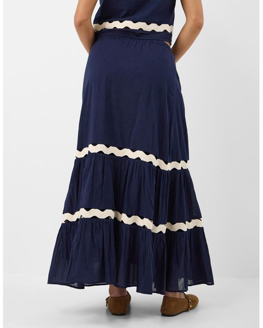 Accessorize Blue Maxi Cotton Ric Rac Tiered Skirt