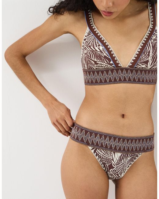 Accessorize White Palm Print Band Bikini Bottoms