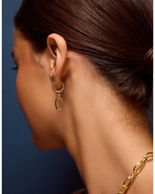 Accessorize Metallic 14Ct-Plated Knot Link Drop Hoop Earrings