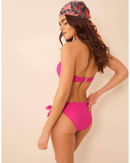 Accessorize Pink Flower Buckle Bandeau Bikini Top