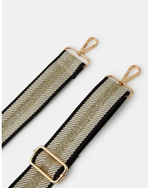 Accessorize Black Metallic Stripe Webbing Strap