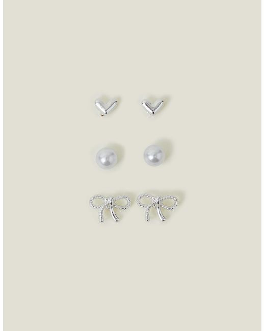 Accessorize Natural 3-Pack Bow Stud Earrings