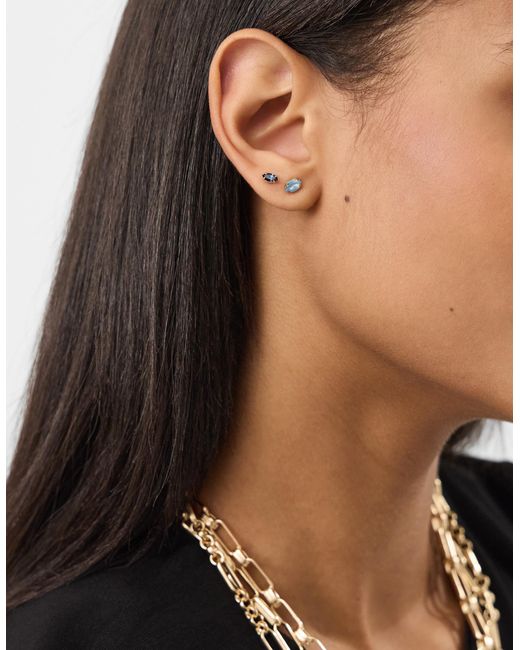 Accessorize Blue 15-Pack Gemstone Marquise Stud Earrings