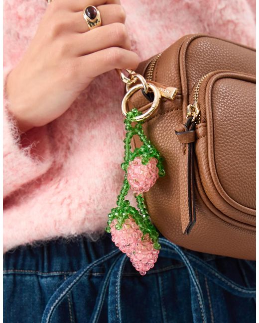 Accessorize Green Strawberry Beaded Bag Charm