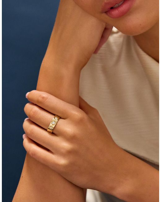 Accessorize Metallic 14Ct-Plated Star Band Ring